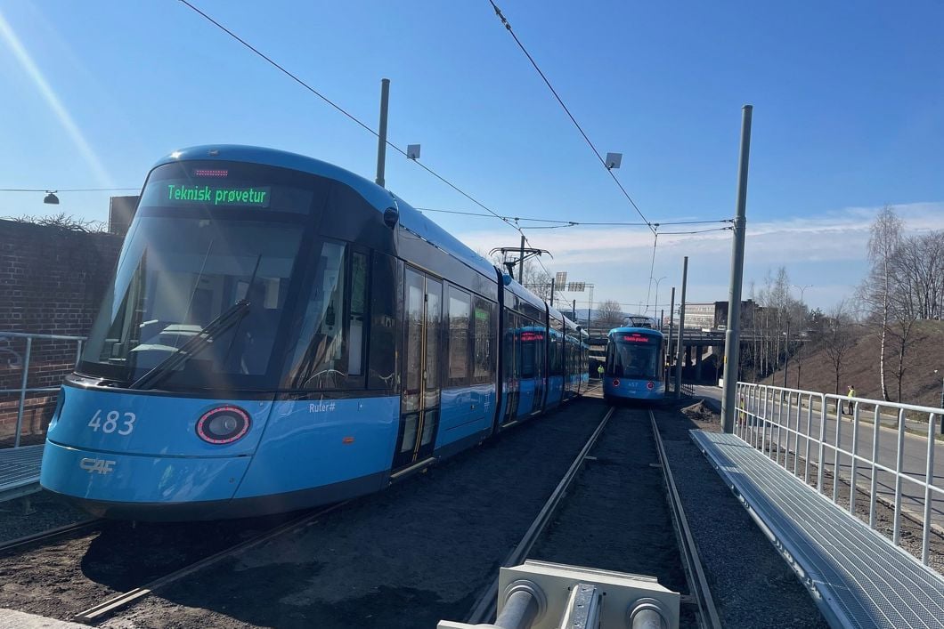 Frem til Nye Rikshospitalet står ferdig i 2031, er Gaustadalléen siste stoppested for trikk 17 og 18 (foto: Sporveien).